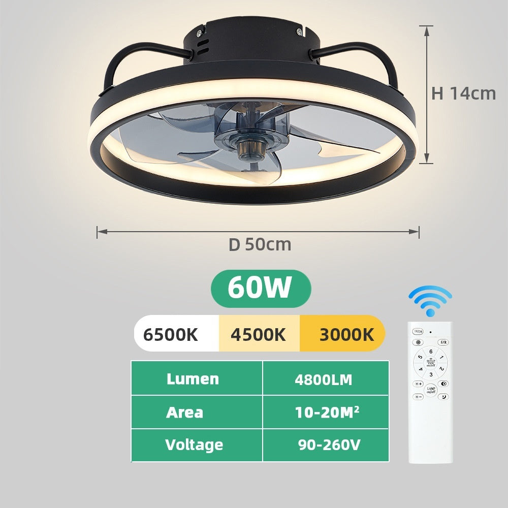 Simple Wrought Iron Fan Lamp Restaurant LED Electric Fan Lamp