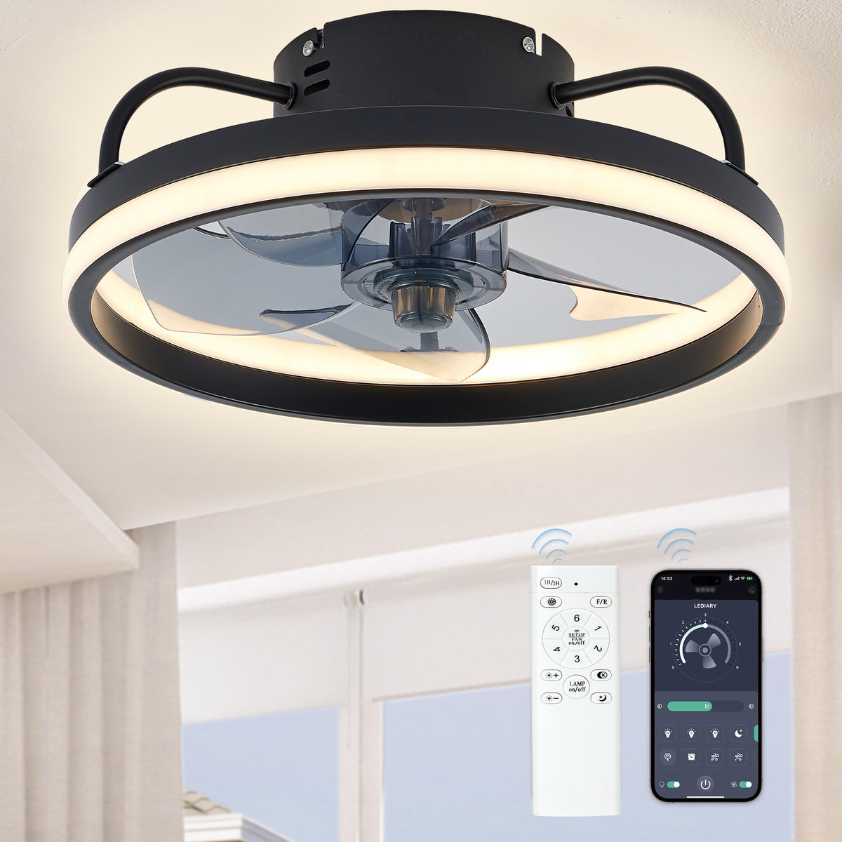 Simple Wrought Iron Fan Lamp Restaurant LED Electric Fan Lamp